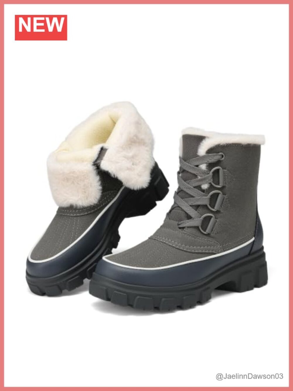 Women's Lace Up Ankle Snow Boots Faux Fur Lined Winter Boots